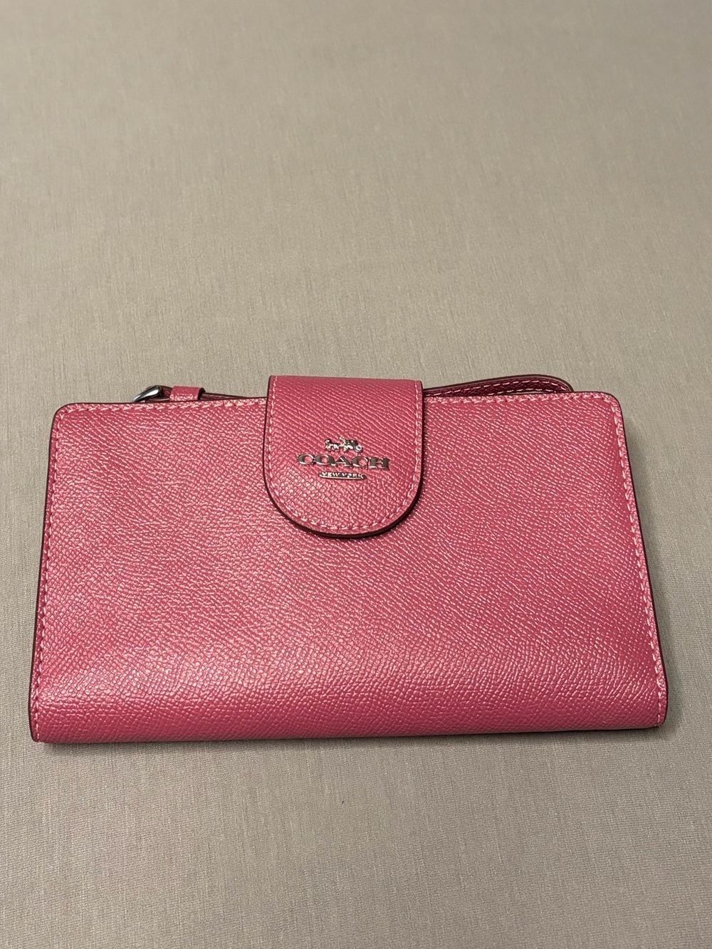 New With Tags Coach Light Raspberry Tech Wallet/Wristlet with Silver Hardware